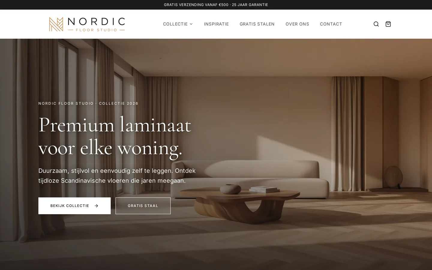 Screenshot van de website van Nordic Floor Studio